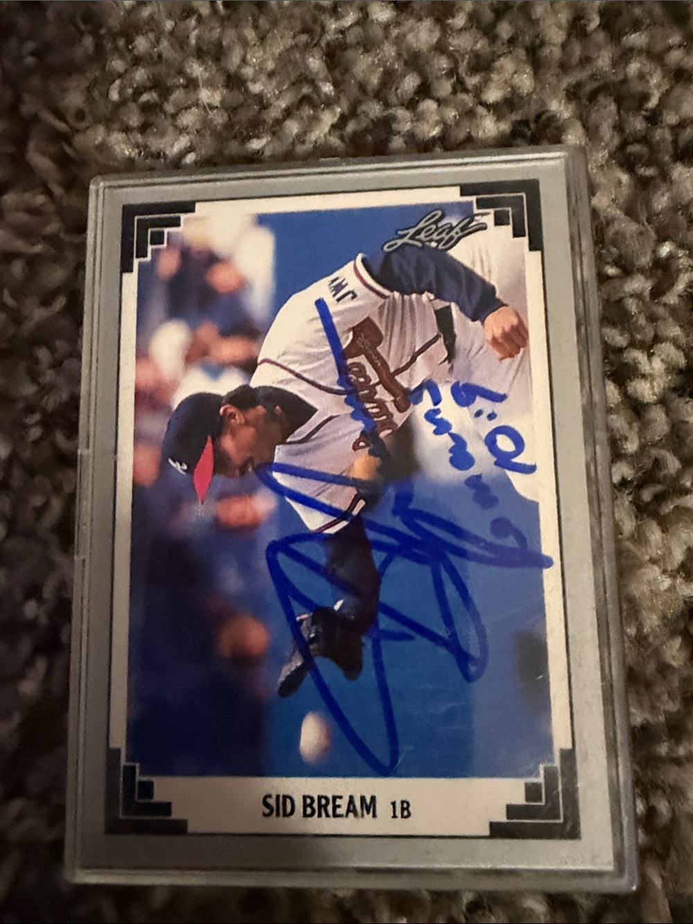 Signed Sports Trading Card in Clear Plastic Sleeve - Blue Signature
